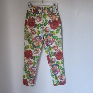 Vintage'90s Y2K Exterior Erez Floral Denim Pants Zip Multicolor Cotton